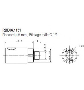 METR - RACCORD Obturateur Dia  3 - pour Tuyau Ø 4mm RBE03.1804 staubli