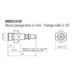 METR - ABOUT Dia 3 STAUBLI - filetage Male G1/8 RBE03.6150 staubli 8242415