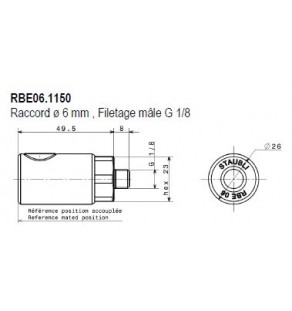 METR - RACCORD Obturateur Dia 6 - Filetage Male G 1/2 RBE06.1153 staubli 8242458