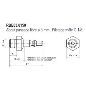 METR - ABOUT Dia 3 à Passage Libre pour Tuyau Ø 4mm RBE03.6804 staubli 8242425