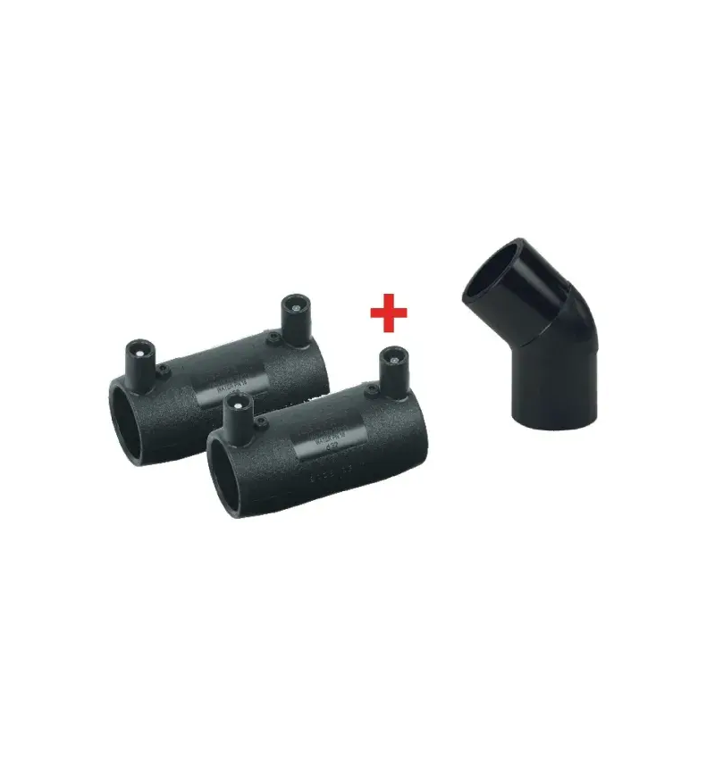 ENSEMBLE COUDE 45° MM+ 2 Manchons Electrosoudables NF136-Gaz PE32 PN10- 8022062 ENSEMBLE COUDE 45° MM+ 2 Manchons Electrosoudables NF136-Gaz PE32 PN10- 8022062