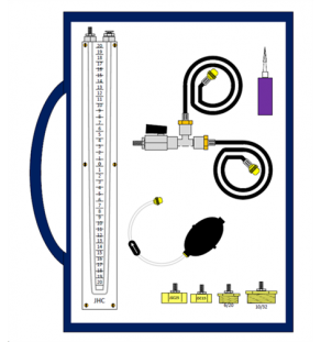 MALLETTE avec manomètre à eau en "U" 40mb avec poire et raccords MALLETTE avec manomètre à eau en "U" 40mb avec poire et raccords
