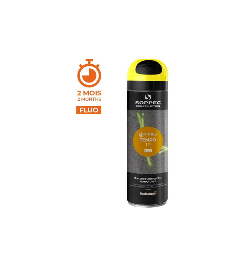 PEINTURE - Bombe Traçante Jaune Fluorescente TEMPO TP 2 mois Aérosol - 8660012 PEINTURE - Bombe Traçante Jaune Fluorescente TEMPO TP 2 mois Aérosol - 8660012
