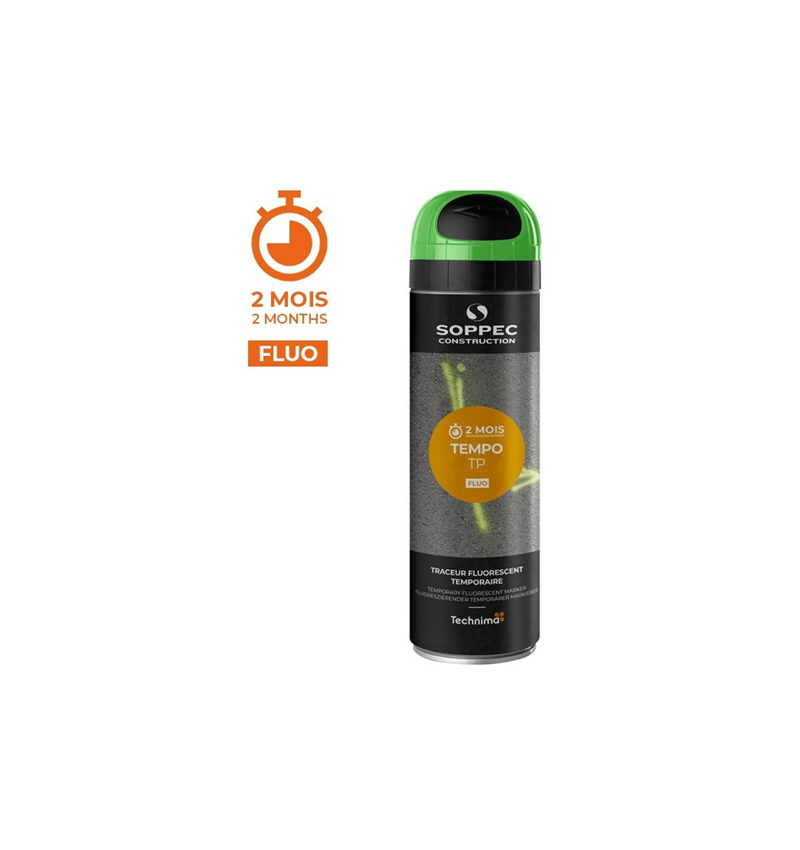 PEINTURE - Bombe Traçante Vert Fluorescente TEMPO TP 2 mois Aérosol - 8660015 PEINTURE - Bombe Traçante Vert Fluorescente TEMPO TP 2 mois Aérosol - 8660015