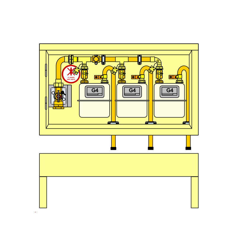 PLACARD Technique Gaz 3 Cpt G4 BP Horizontal avec Socle PLACARD Technique Gaz 3 Cpt G4 BP Horizontal avec Socle