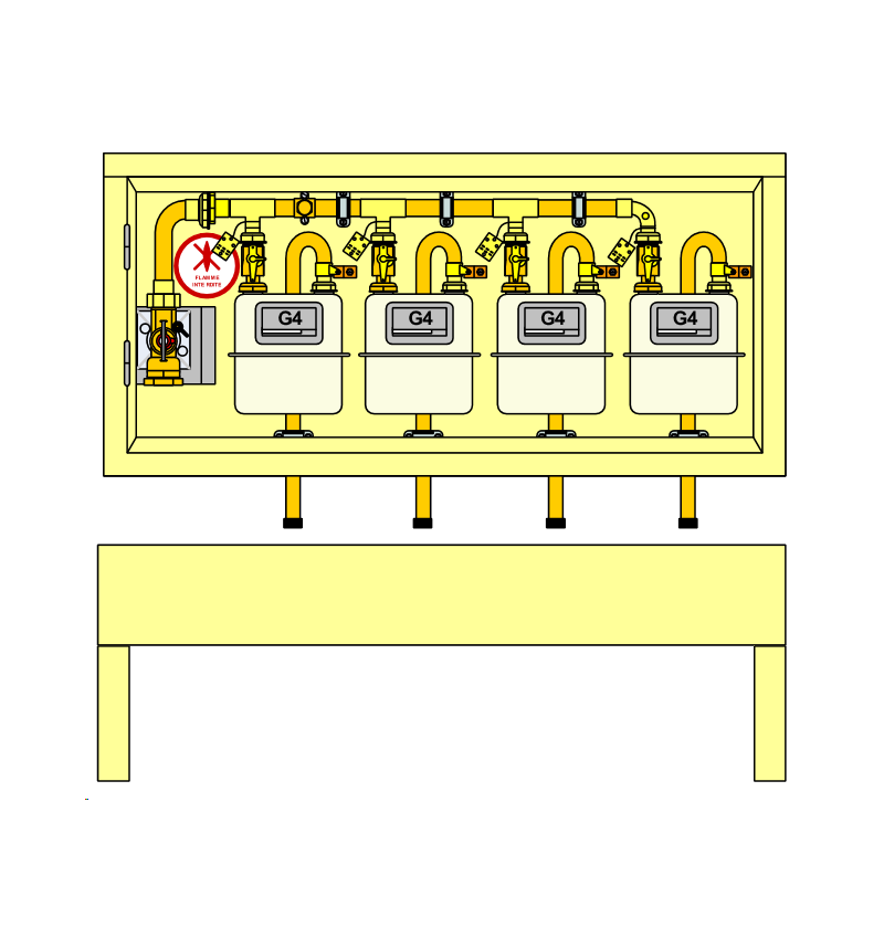 PLACARD Technique Gaz 4 Cpt G4 BP Horizontal avec Socle PLACARD Technique Gaz 4 Cpt G4 BP Horizontal avec Socle