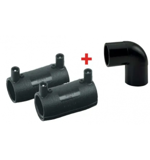 ENSEMBLE COUDE 90° MM+ 2 Manchons Electrosoudables NF136-Gaz PE125 PN10- 8022278