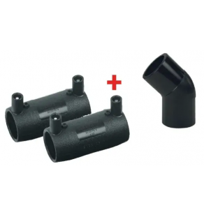 ENSEMBLE COUDE 45° MM+ 2 Manchons Electrosoudables NF136-Gaz PE32 PN10- 8022062