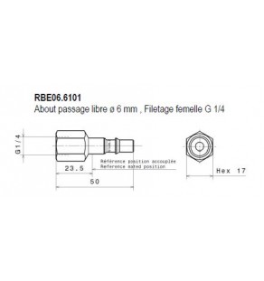 METR - ABOUT Dia 6 STAUBLI filetage Femelle G3/8 RBE06.6102 staubli 8242462
