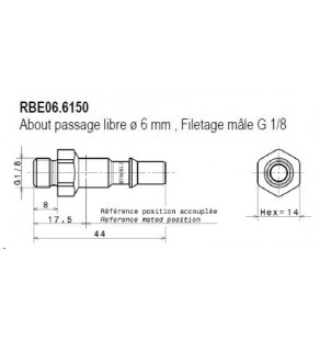METR - ABOUT Dia 3 STAUBLI - filetage Male G1/4 RBE03.6151 staubli - 8242416